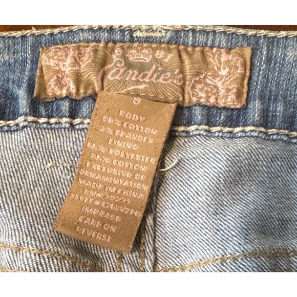 Candies Denim Mini Skirt Embellished Studs And Rinestone - Picture 3 of 13